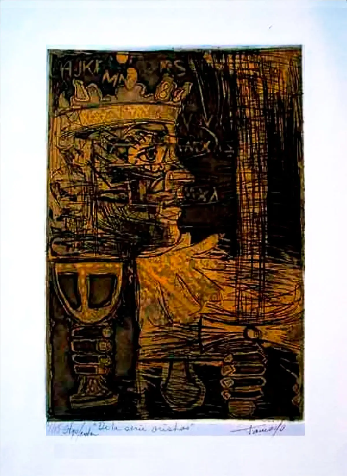Grabado 'De la serie Orishas' (1995) de Israel Tamayo Zamora. Técnica: Calcografía serie 14/15, 48 x 34 cm., en la Colección RepArte del Fondo "República del Arte"®.