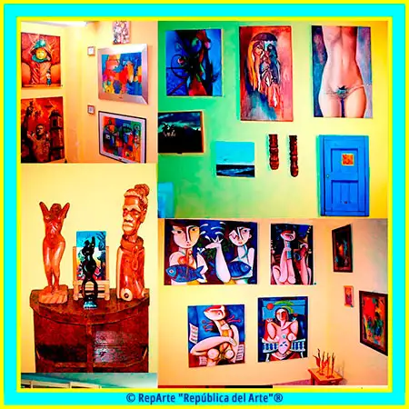 Collage de imágenes de la primera exposición de obras de la Colección RepArte Arte Cubano del Fondo "República del Arte"®.