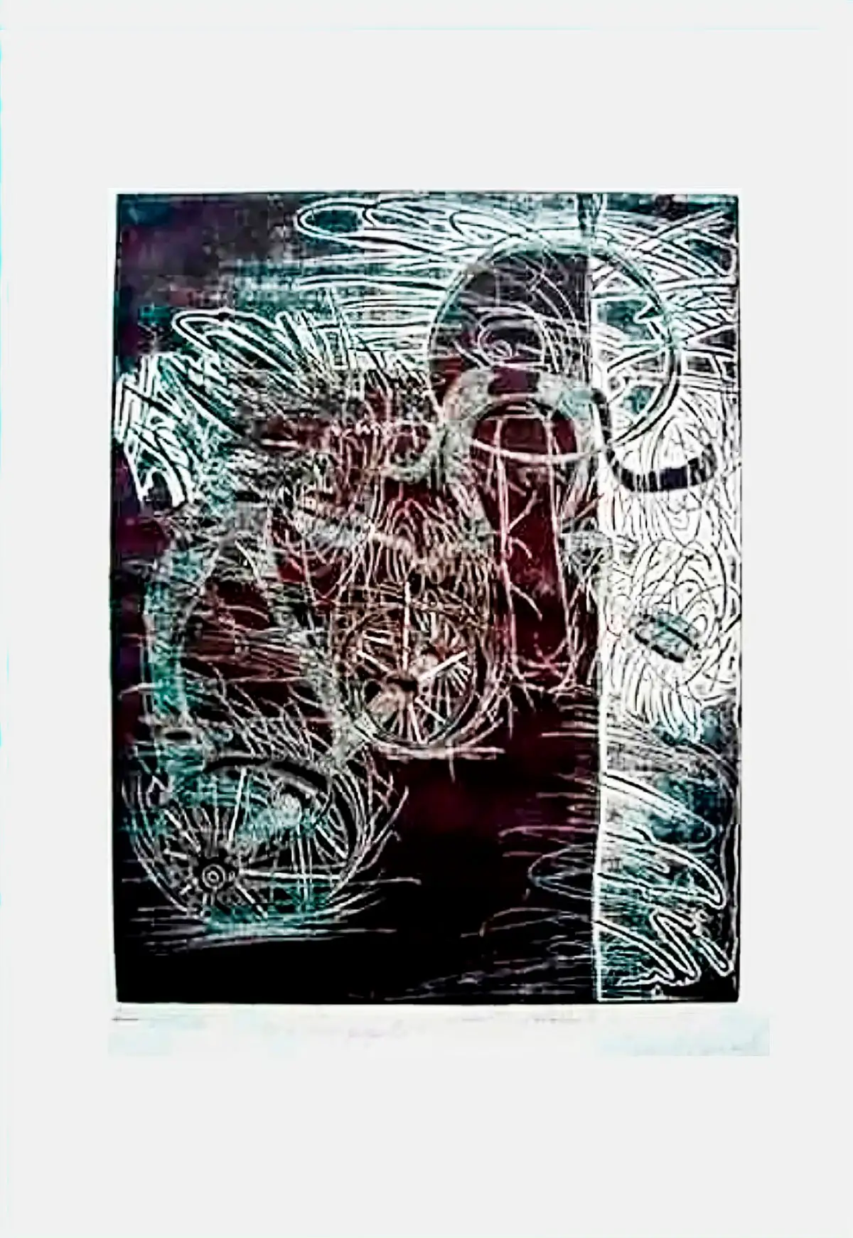 Grabado 'Juguetes en B/N' (1997) de Israel Tamayo Zamora. Técnica: Aguafuerte, serie 12/12, 35 x 50,5 cm., en la Colección RepArte del Fondo "República del Arte"®.