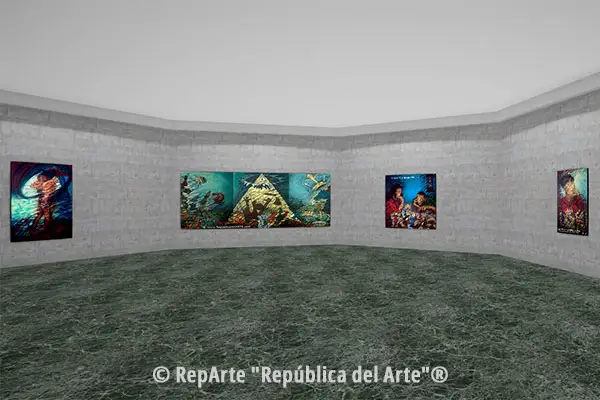 Imagen vista sala de pintura de la exposición de Israel Tamayo Zamora en galería RepArte virtual de la Colección RepArte Arte Cubano del Fondo "República del Arte"®.