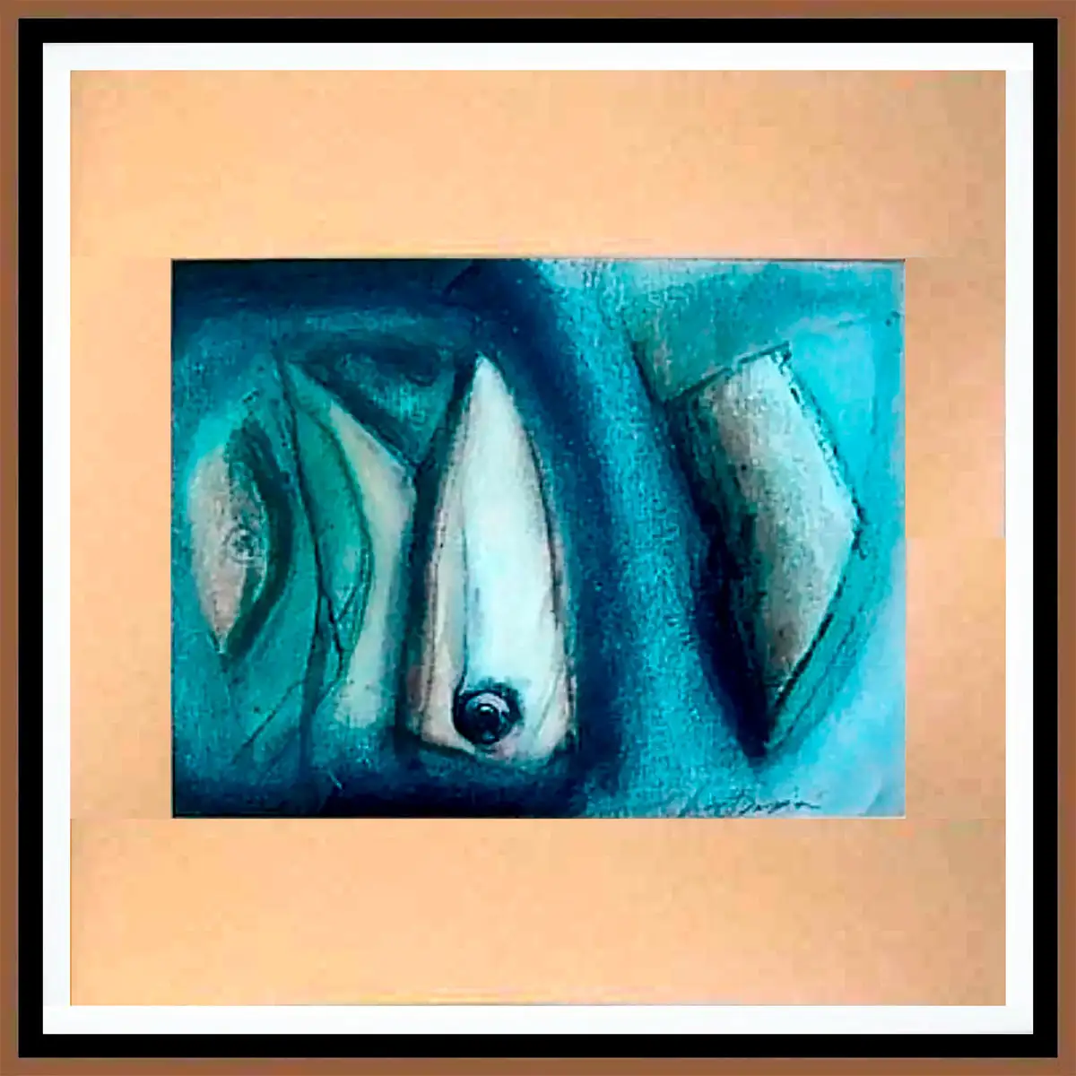 Pintura abstracta geométrica 'Nº 25 S/T' de Miguel Mastrapa Cruz, técnica mixta sobre lienzo, 24 x 32 cm., de la Colección RepArte Arte Cubano del Fondo "República del Arte"®.