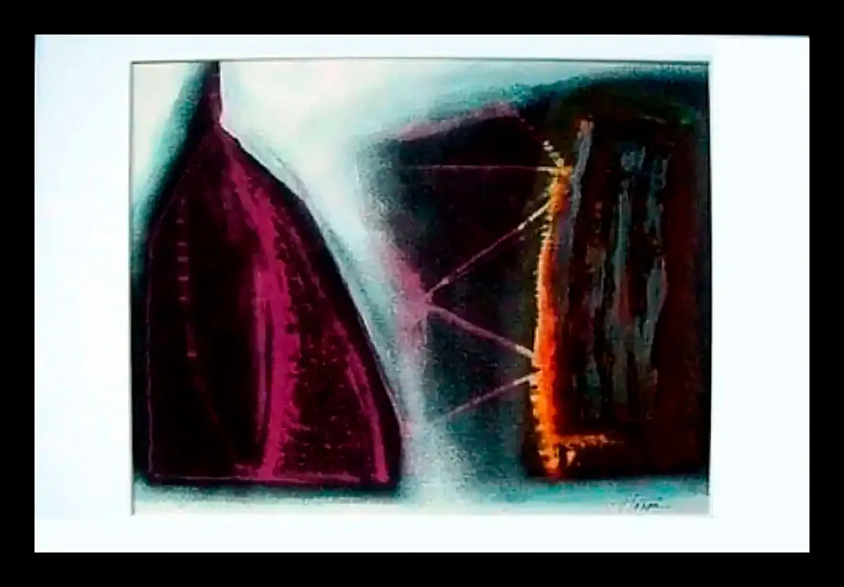 Imagen pintura abstracta geométrica 'Nº 20 S/T' de Miguel Mastrapa Cruz, técnica mixta sobre lienzo, 32 x 38 cm., de la Colección RepArte Arte Cubano del Fondo "República del Arte"®.