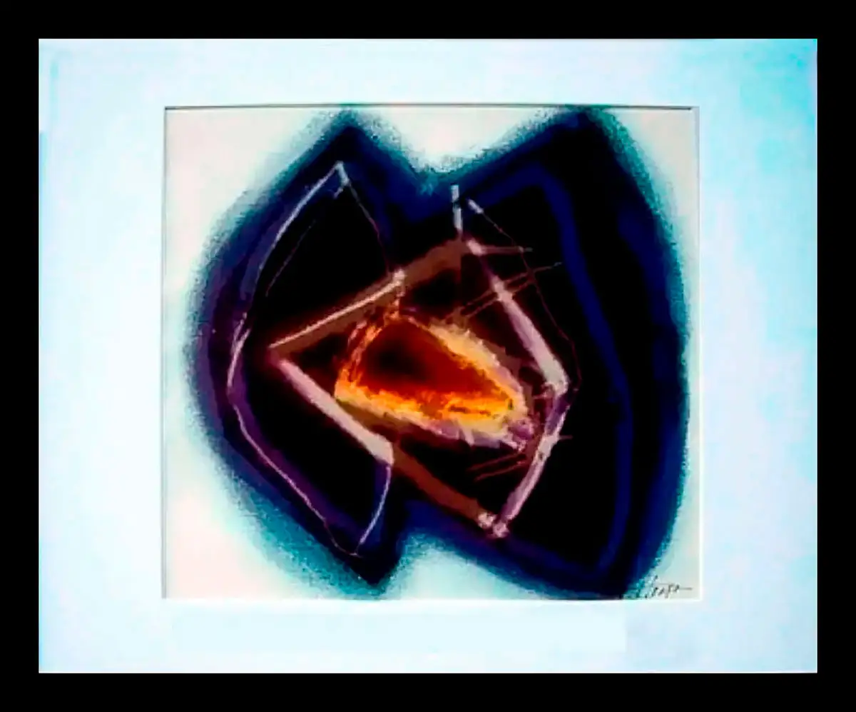 Imagen pintura abstracta geométrica 'Nº 8 S/T' de Miguel Mastrapa Cruz. Técnica mixta sobre lienzo, 29 x 32 cm., de la Colección RepArte Arte Cubano del Fondo "República del Arte"®.