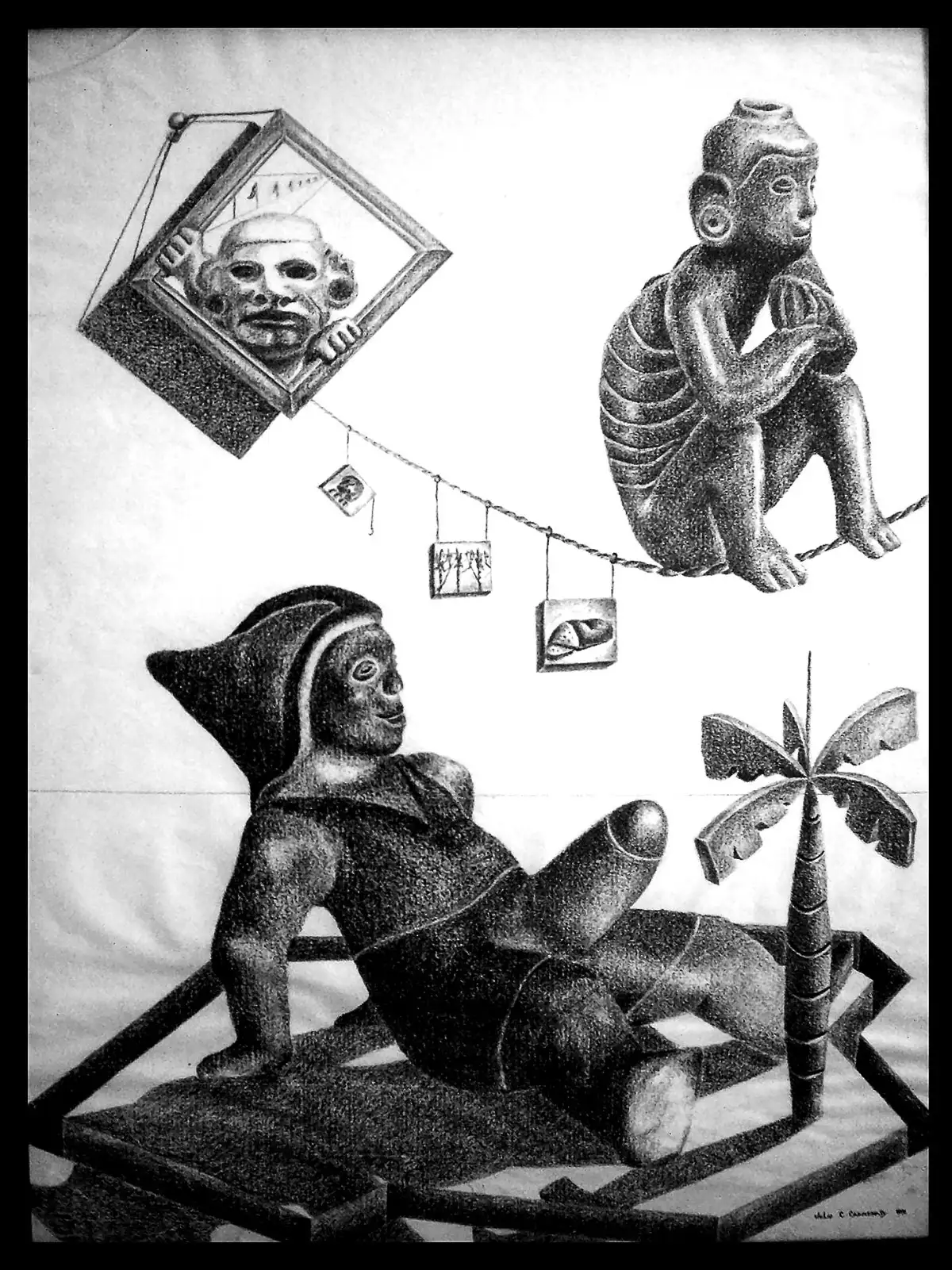 Obras Julio Carmenate Dibujo al carboncillo sobre grabado en papel «Sin Título» (1996) de Julio César Carmenate Laugart, en la Colección RepArte del Fondo "República del Arte"®.