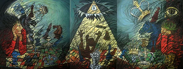 Apocalipsis -tríptico-, Mixta sobre tela